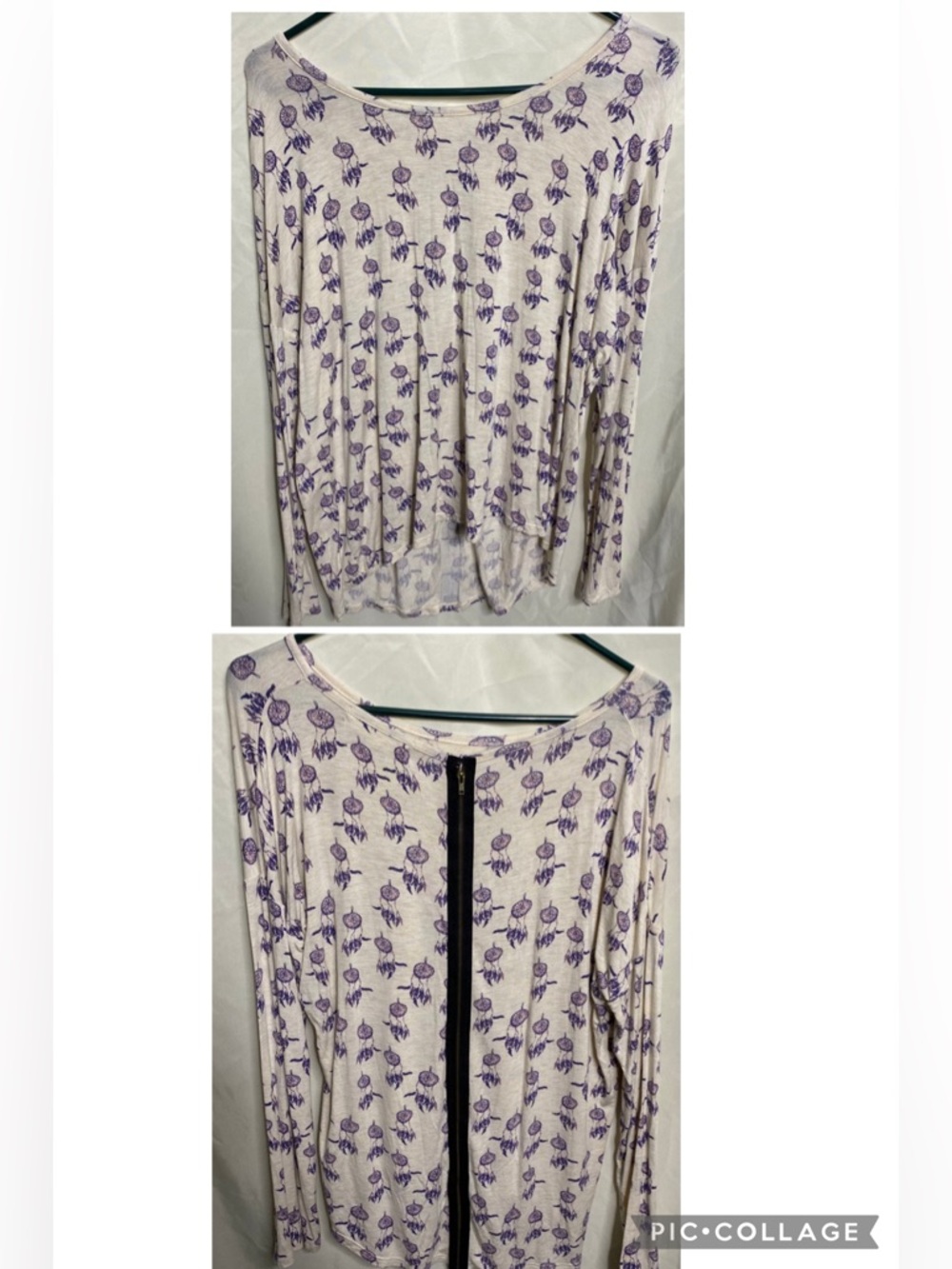 Pink Rose Dreamcatcher Full Zip Back Long Sleeve Top
